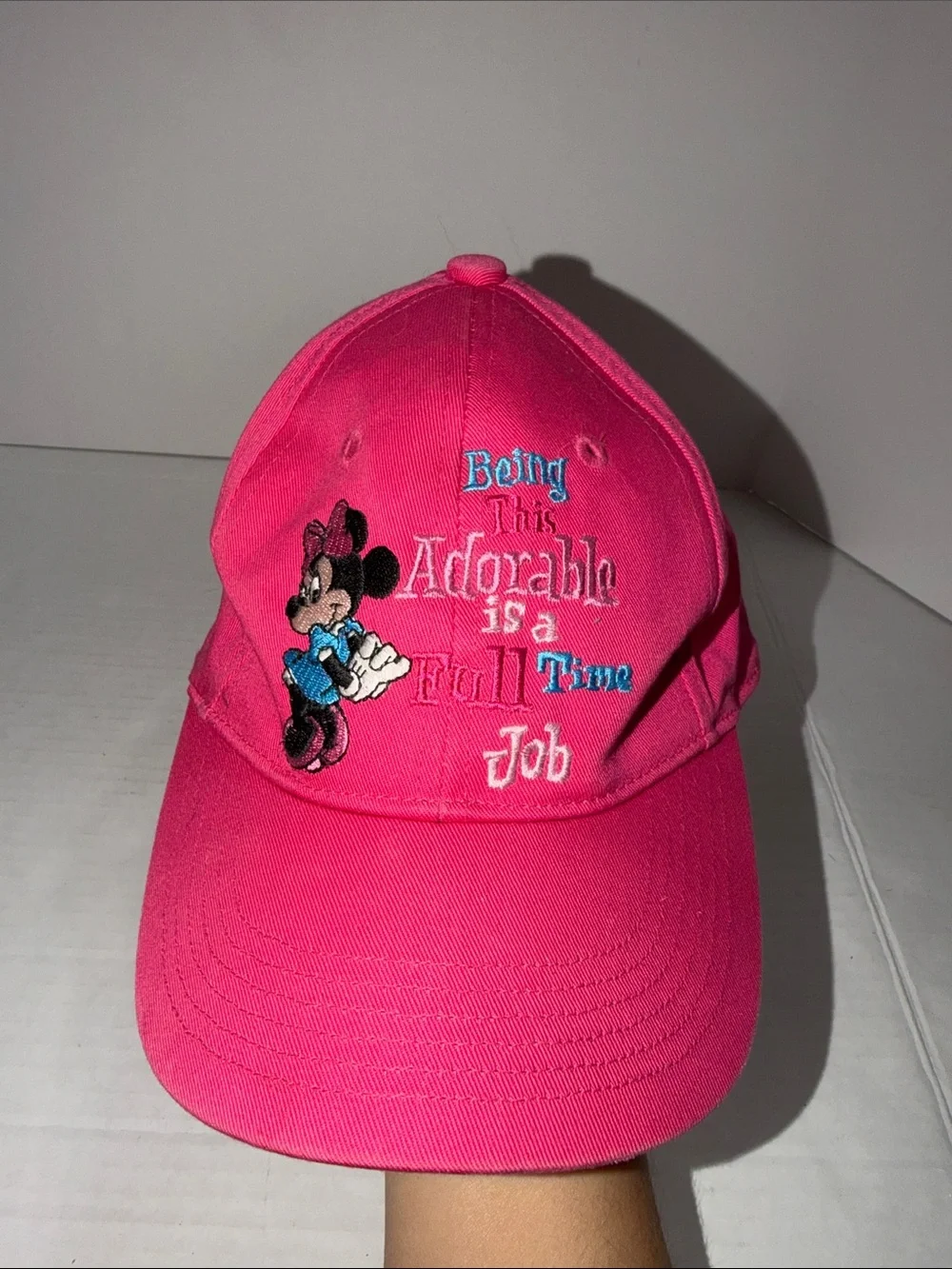 Disney Hot Pink Minnie Mouse Cap ‘Being This Adorable is a Full Time Job’